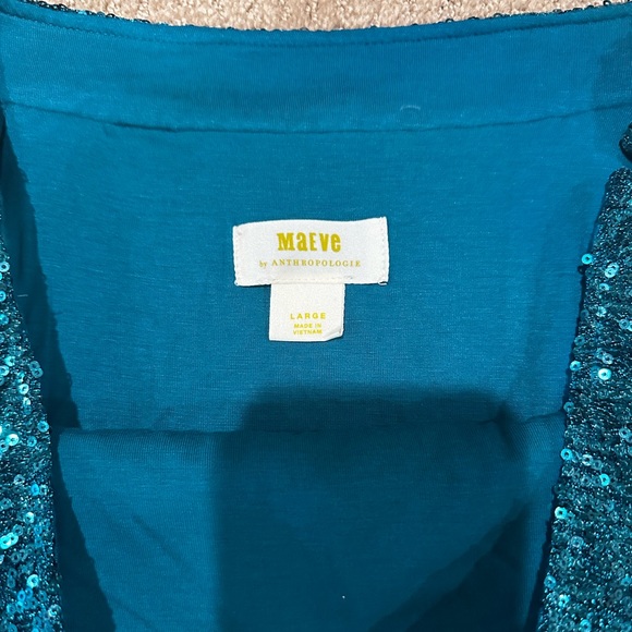 Maeve for Anthropologie Teal Sequin Midi Skirt - Picture 3 of 3